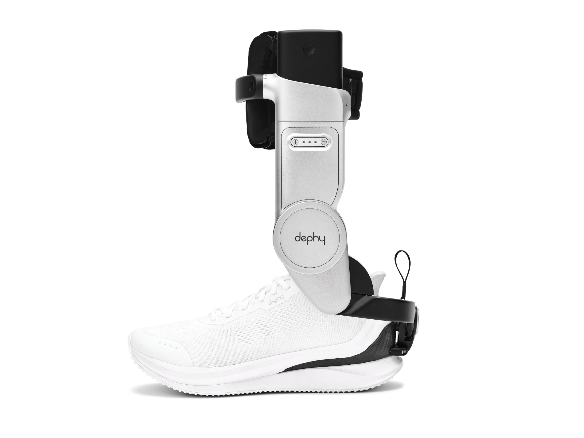 White shoe with Sidekick device on a white background